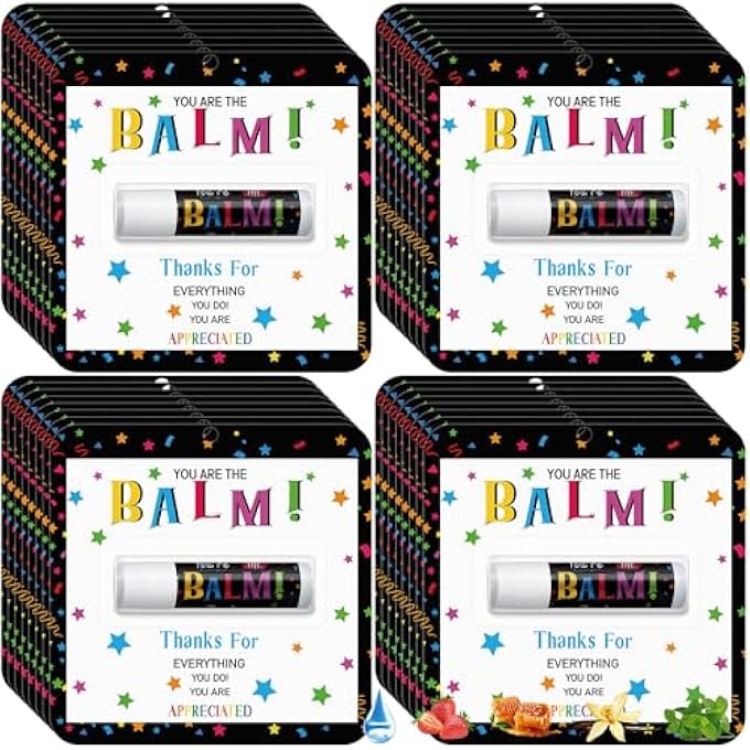 Sacubee 30 PACK TEACHER APPRECIATION GIFT THANK YOU LIP BALMS BULK BACK TO SCHOOL GIFT DESIGN LIP TEAM PARTY FAVOR FOR TEACHER NURSE VOLUNTEER STAFF WOMEN MEN(YOU'RE THE BALM,ASSORTED FLAVOR) - Image 1